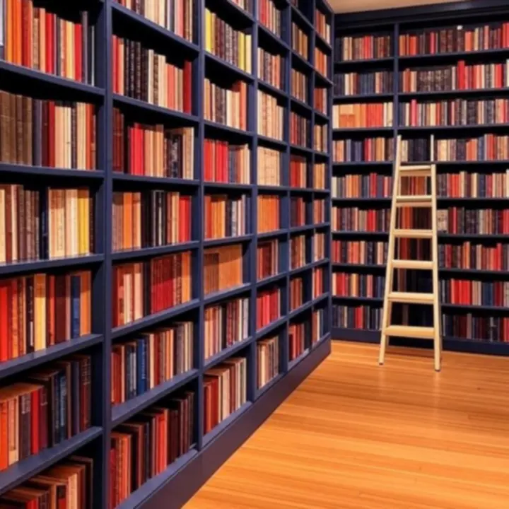 Półki biblioteczne z kolekcjami materiałów akademickich