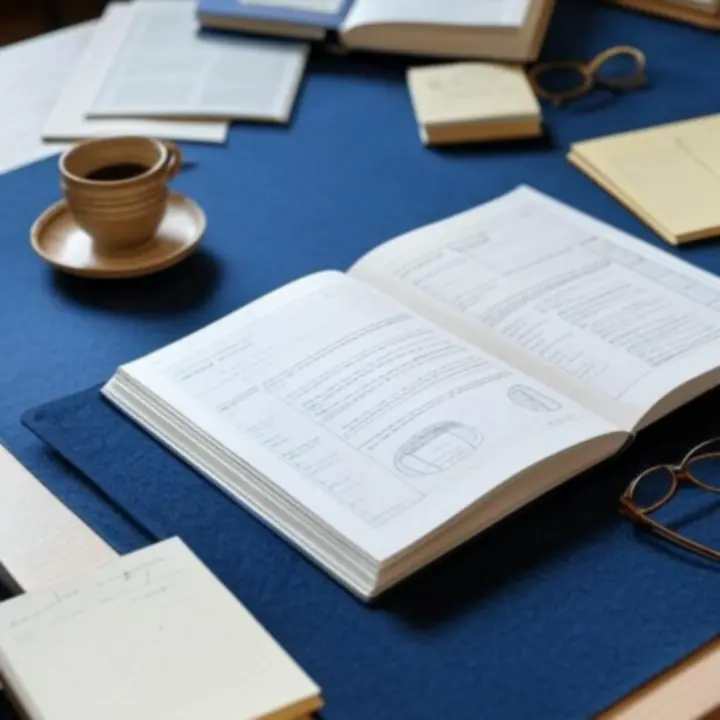 Biurko pełne przewodników do czytania i notek akademickich